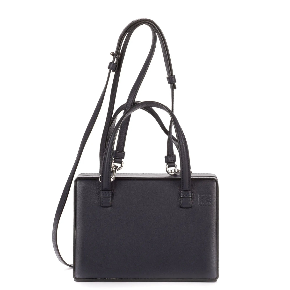 Bolso de Hombro London Postal con Asa Superior de Piel de Becerro Estampada Azul