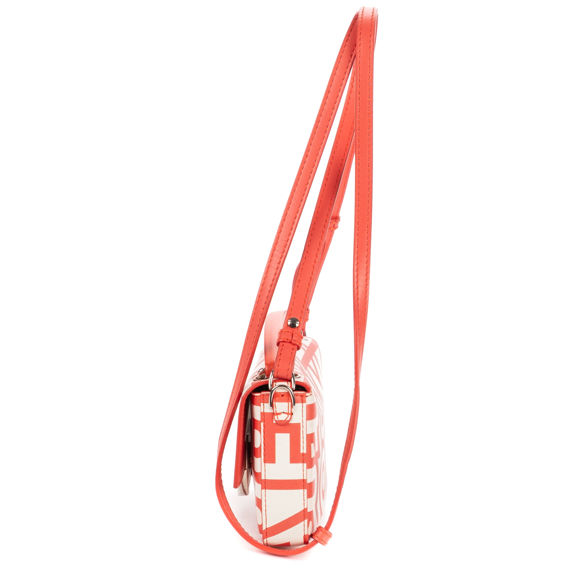 Shoulder Bag Fendi x Marc Jacobs Mamma Baguette Mini Orange Logo Print Nappa Leather
