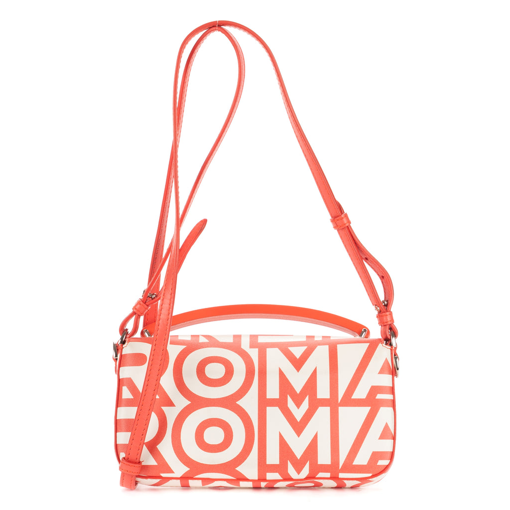 Shoulder Bag Fendi x Marc Jacobs Mamma Baguette Mini Orange Logo Print Nappa Leather