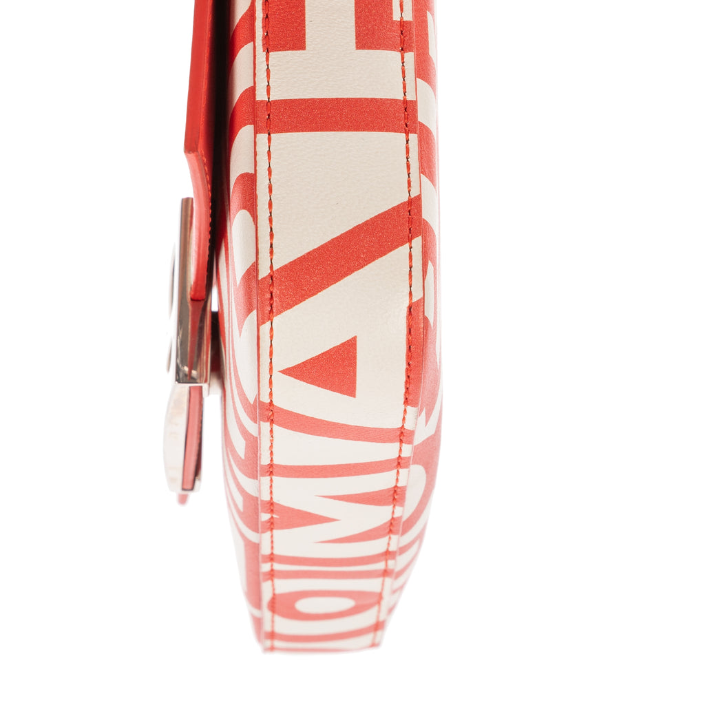 Shoulder Bag Fendi x Marc Jacobs Mamma Baguette Mini Orange Logo Print Nappa Leather