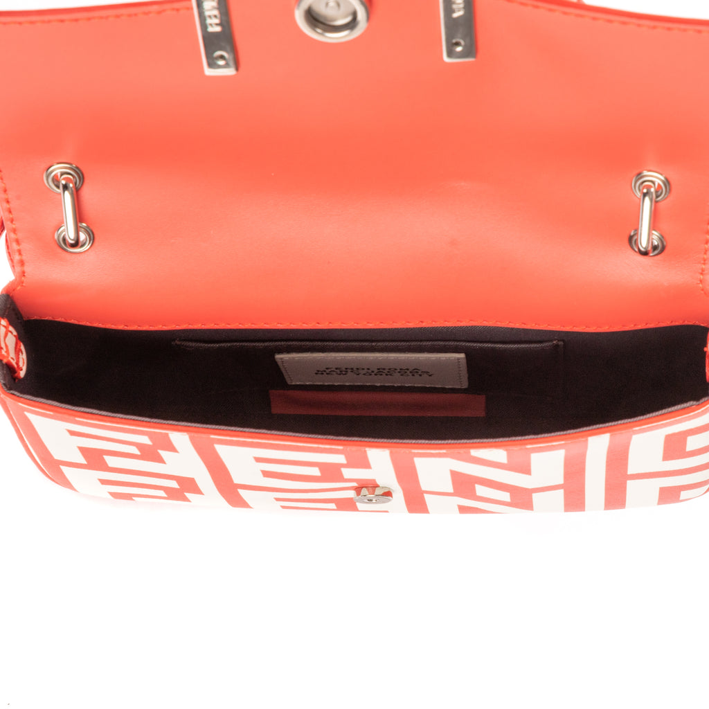 Shoulder Bag Fendi x Marc Jacobs Mamma Baguette Mini Orange Logo Print Nappa Leather