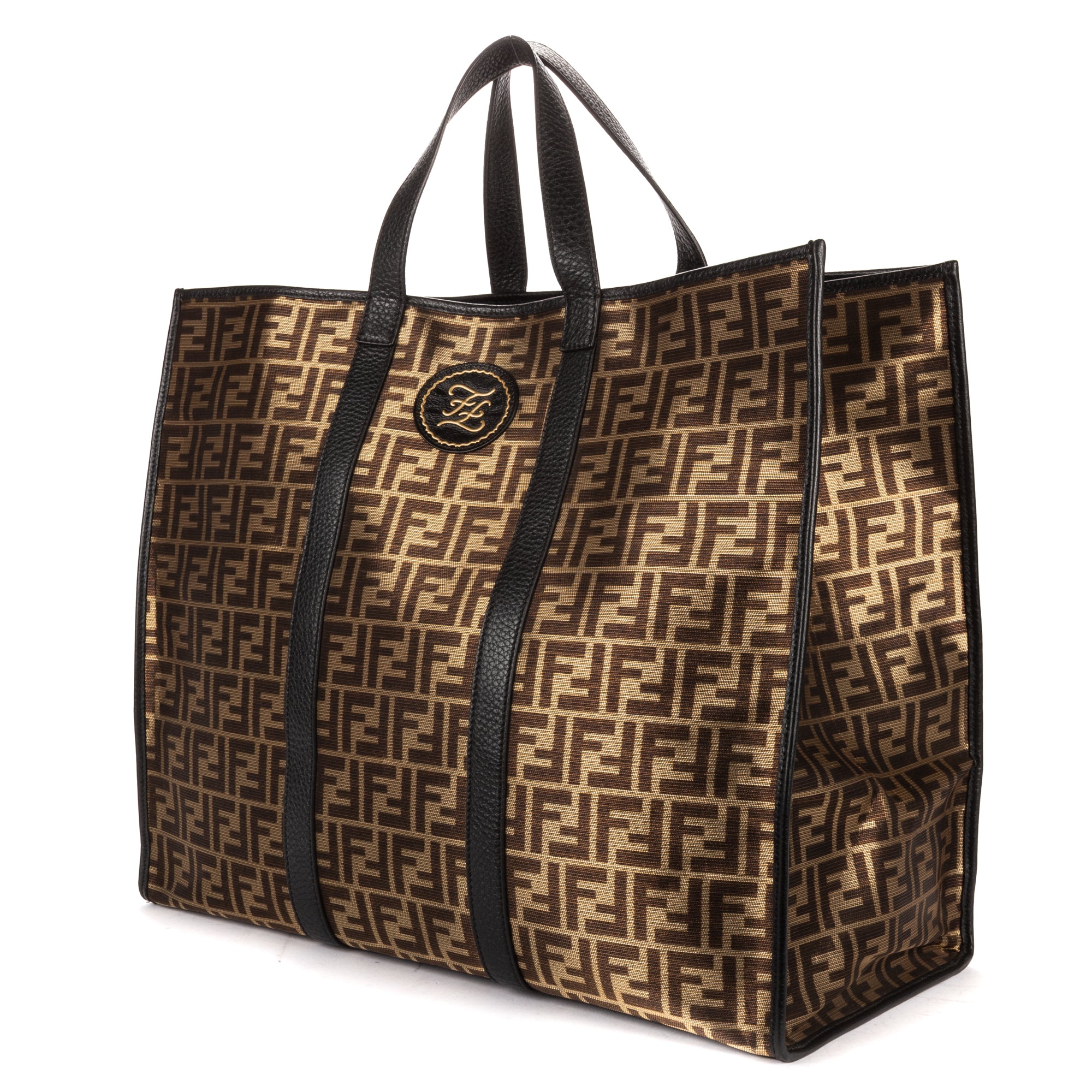 Handbag Karligraphy Tote Bag Black Metallic Zucca Canvas