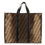 Handbag Karligraphy Tote Bag Black Metallic Zucca Canvas