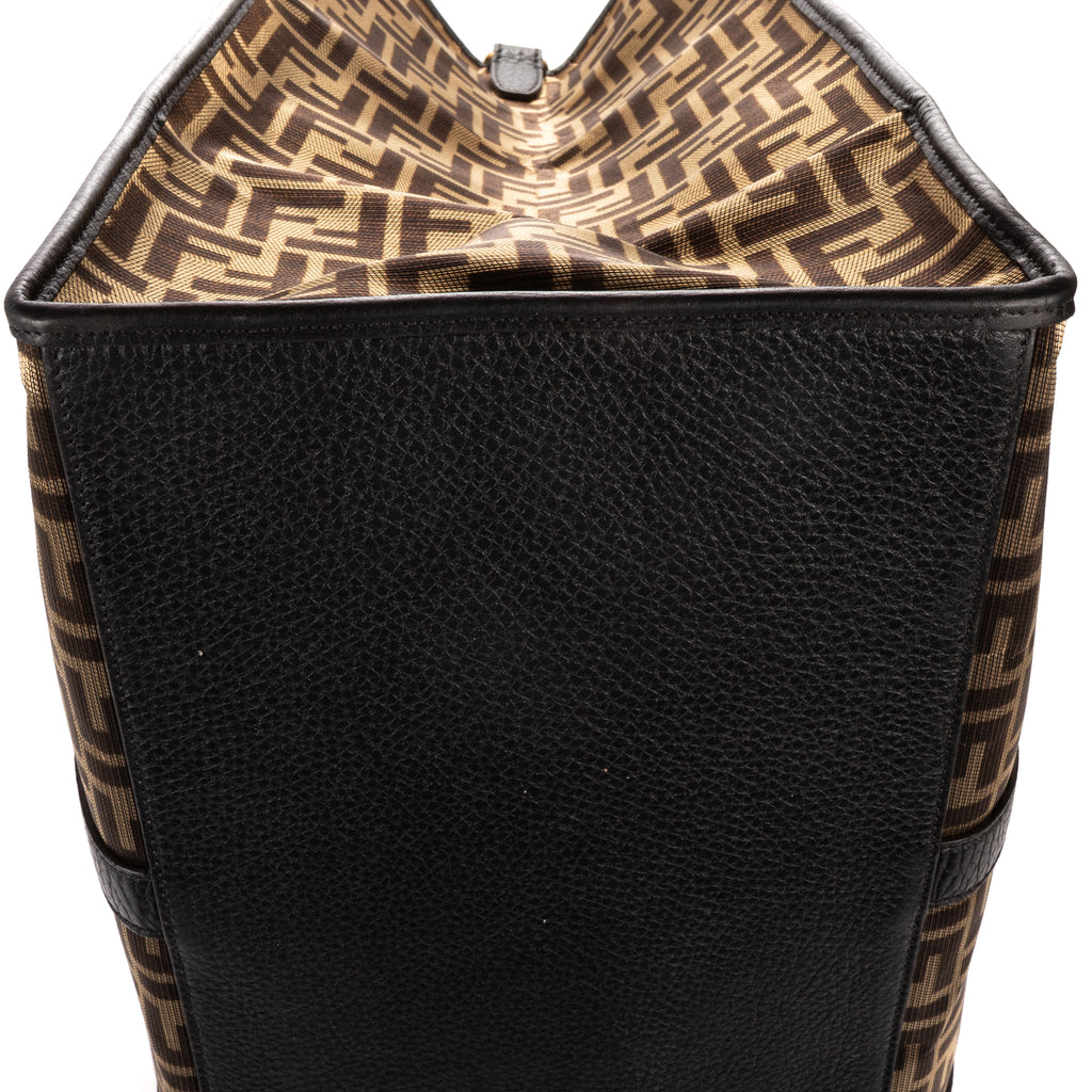 Handbag Karligraphy Tote Bag Black Metallic Zucca Canvas