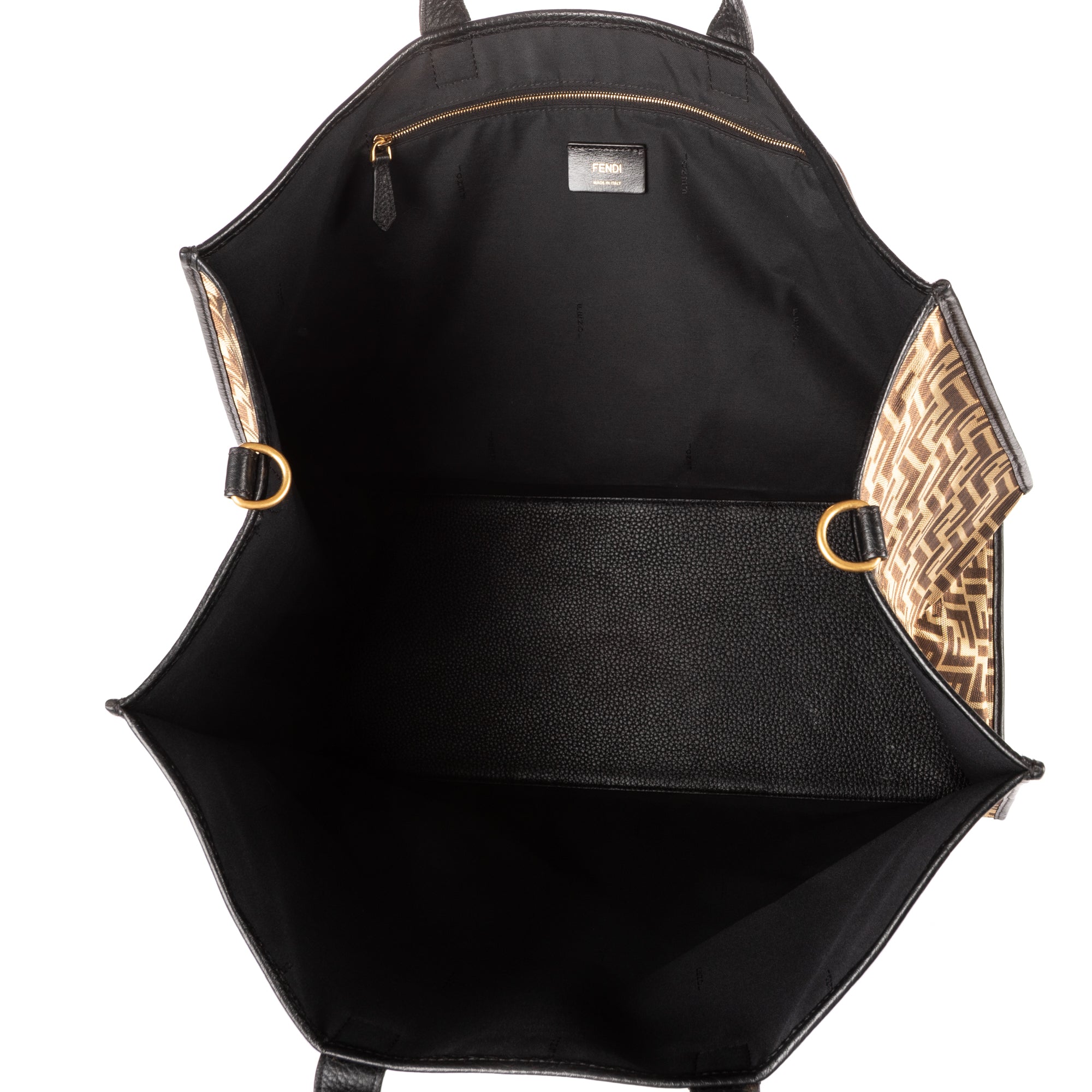 Handbag Karligraphy Tote Bag Black Metallic Zucca Canvas
