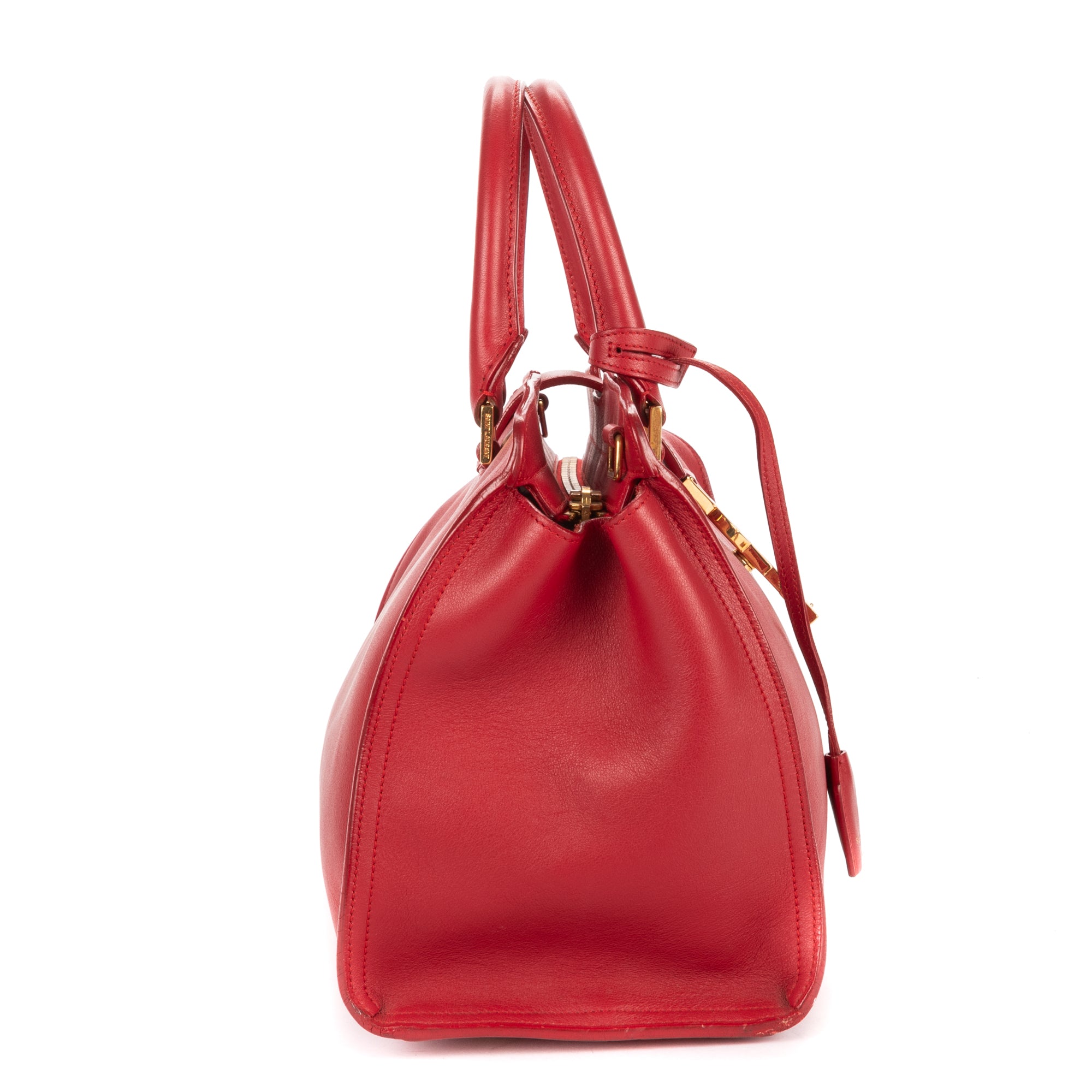 Shoulder Bag Small Cabas Chyc Red Smooth Calfskin Leather