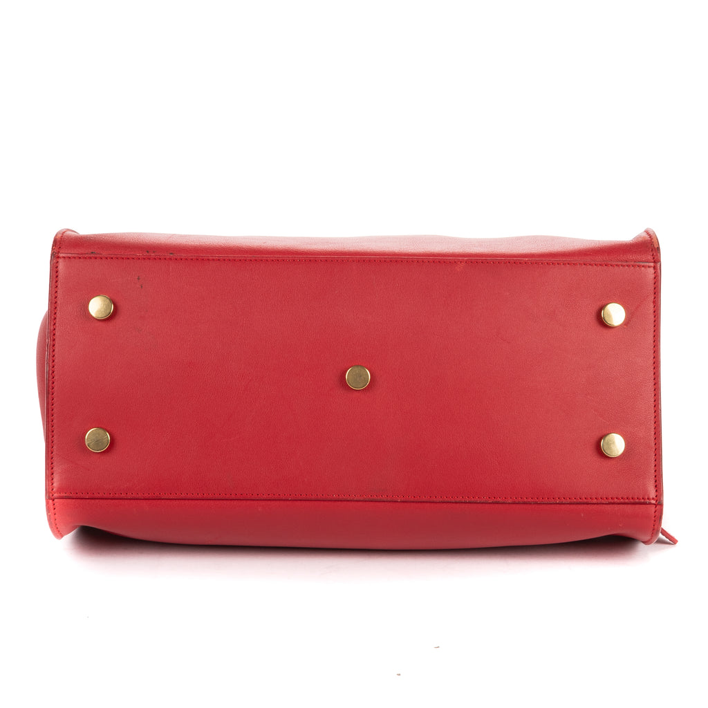 Shoulder Bag Small Cabas Chyc Red Smooth Calfskin Leather