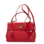 Shoulder Bag Small Muse Two Red Grained Calfskin Leather