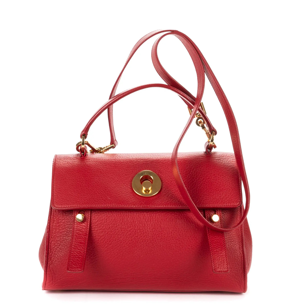 Shoulder Bag Small Muse Two Red Grained Calfskin Leather
