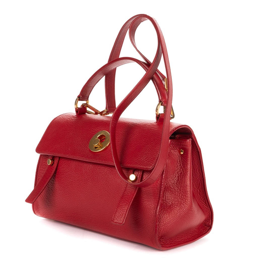 Shoulder Bag Small Muse Two Red Grained Calfskin Leather