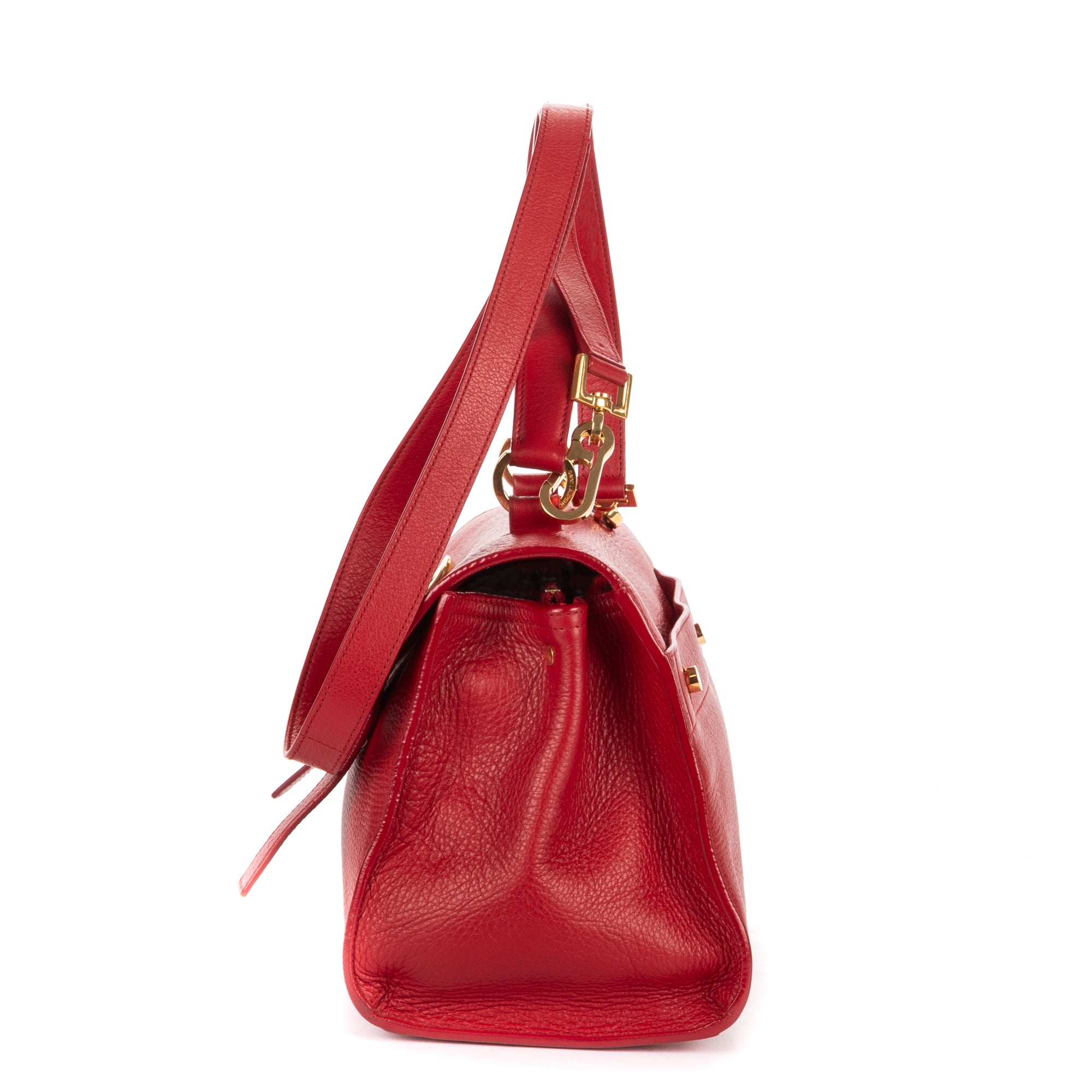 Shoulder Bag Small Muse Two Red Grained Calfskin Leather