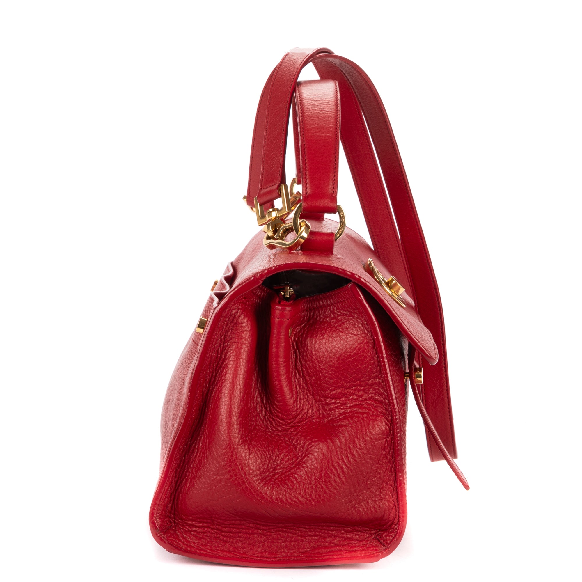 Shoulder Bag Small Muse Two Red Grained Calfskin Leather