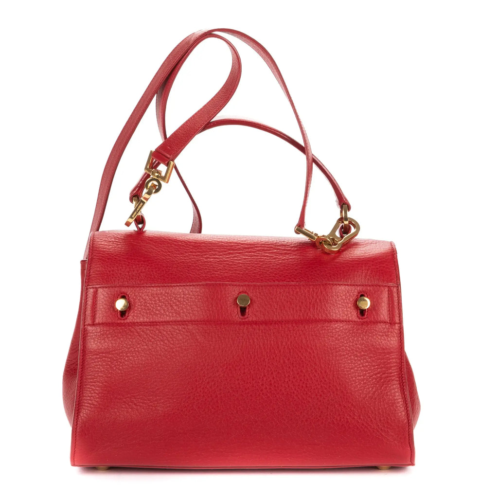 Shoulder Bag Small Muse Two Red Grained Calfskin Leather