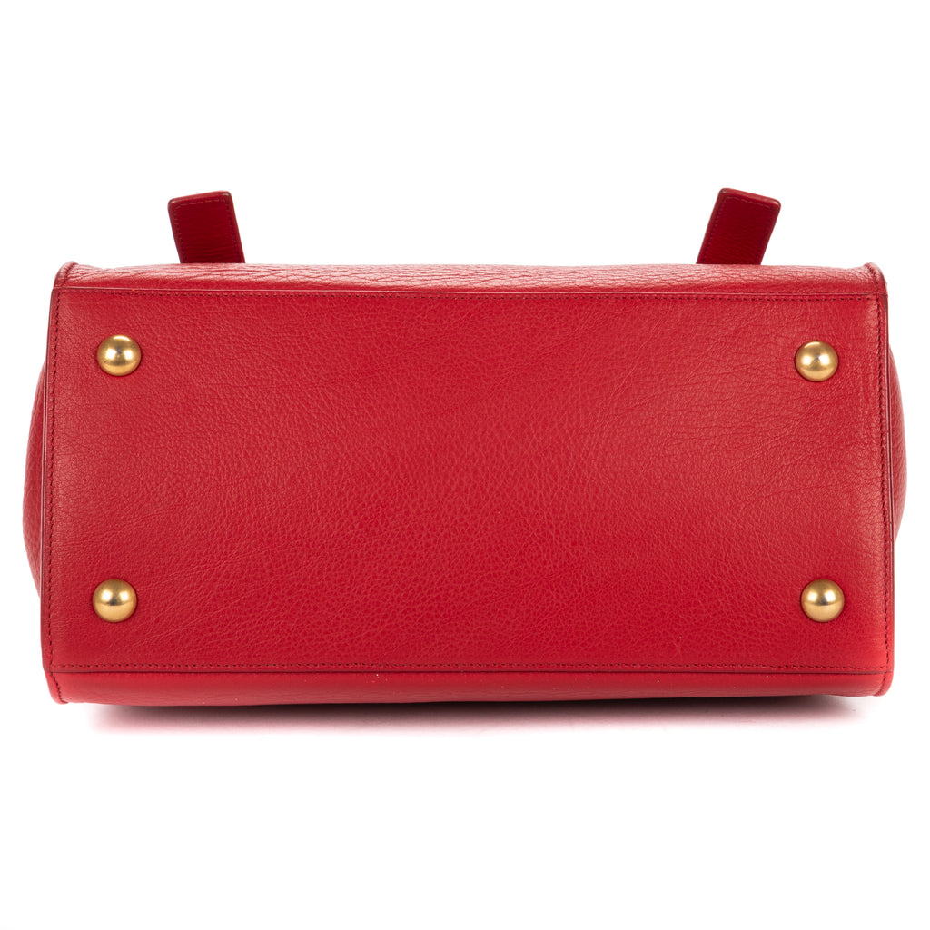 Shoulder Bag Small Muse Two Red Grained Calfskin Leather