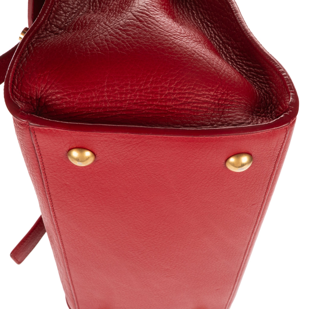 Shoulder Bag Small Muse Two Red Grained Calfskin Leather