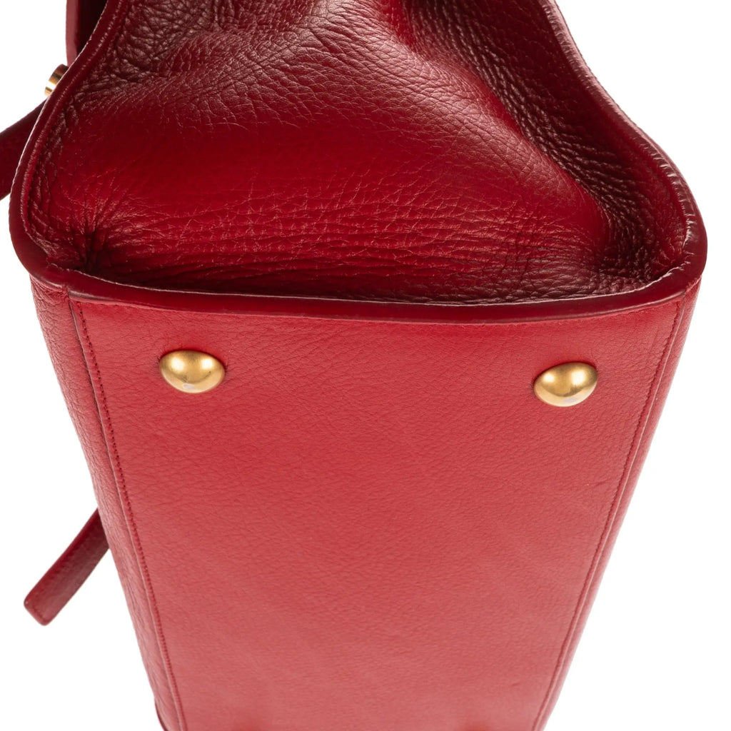 Shoulder Bag Small Muse Two Red Grained Calfskin Leather