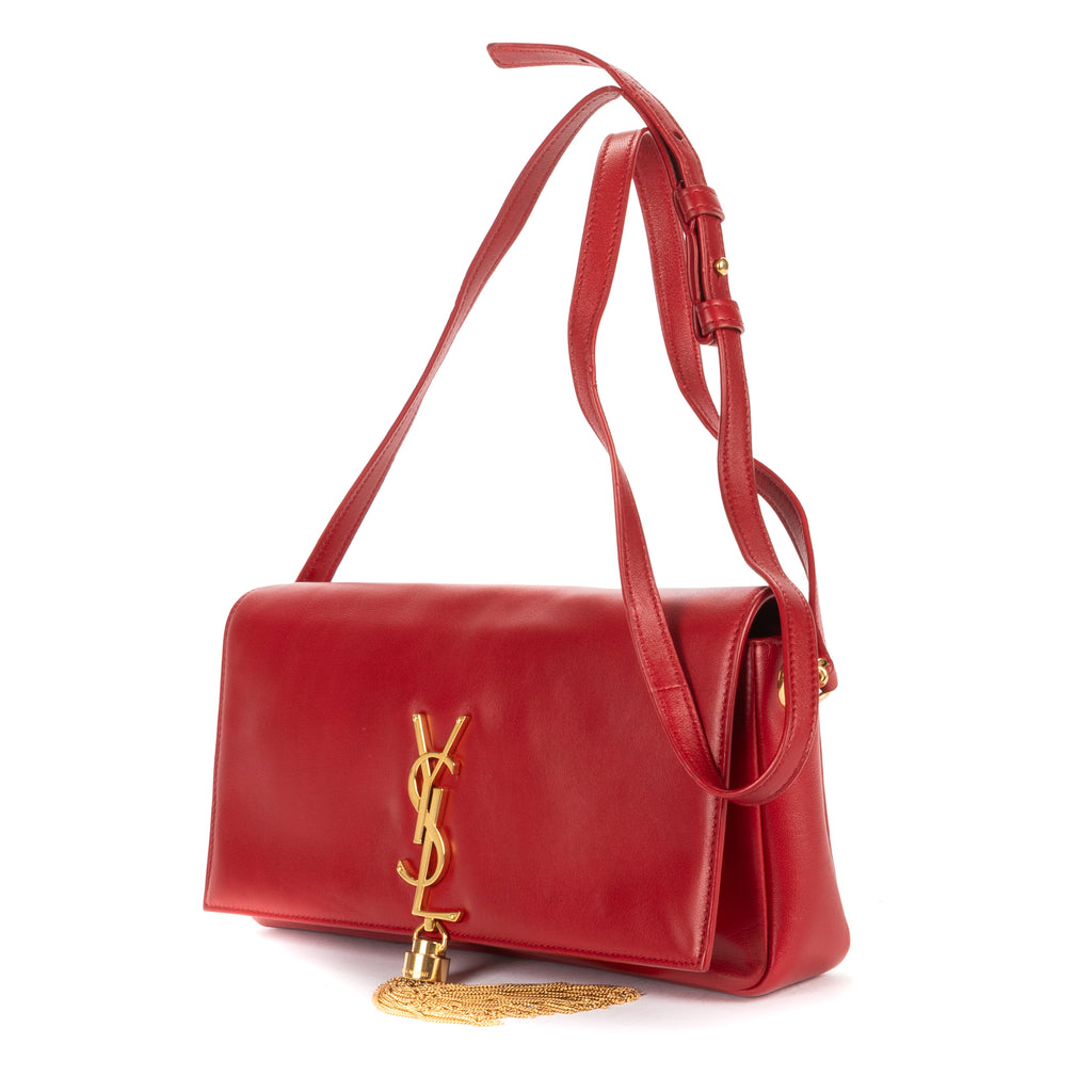Shoulder Bag Kate Tassel Crossbody Red Smooth Calfskin Leather