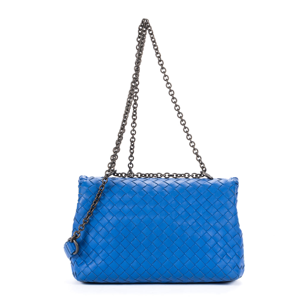 Shoulder Bag Olimpia Crossbody Blue Intrecciato Calfskin Leather