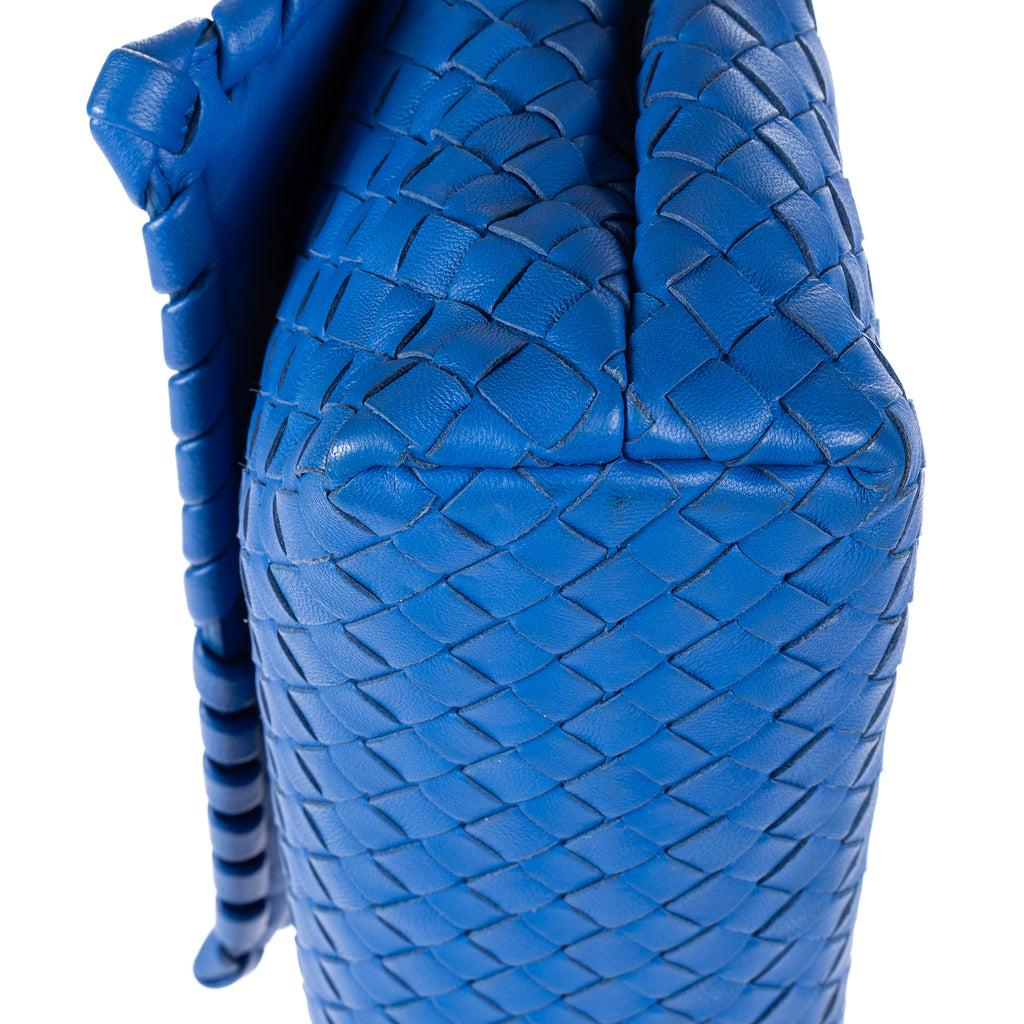 Shoulder Bag Olimpia Crossbody Blue Intrecciato Calfskin Leather