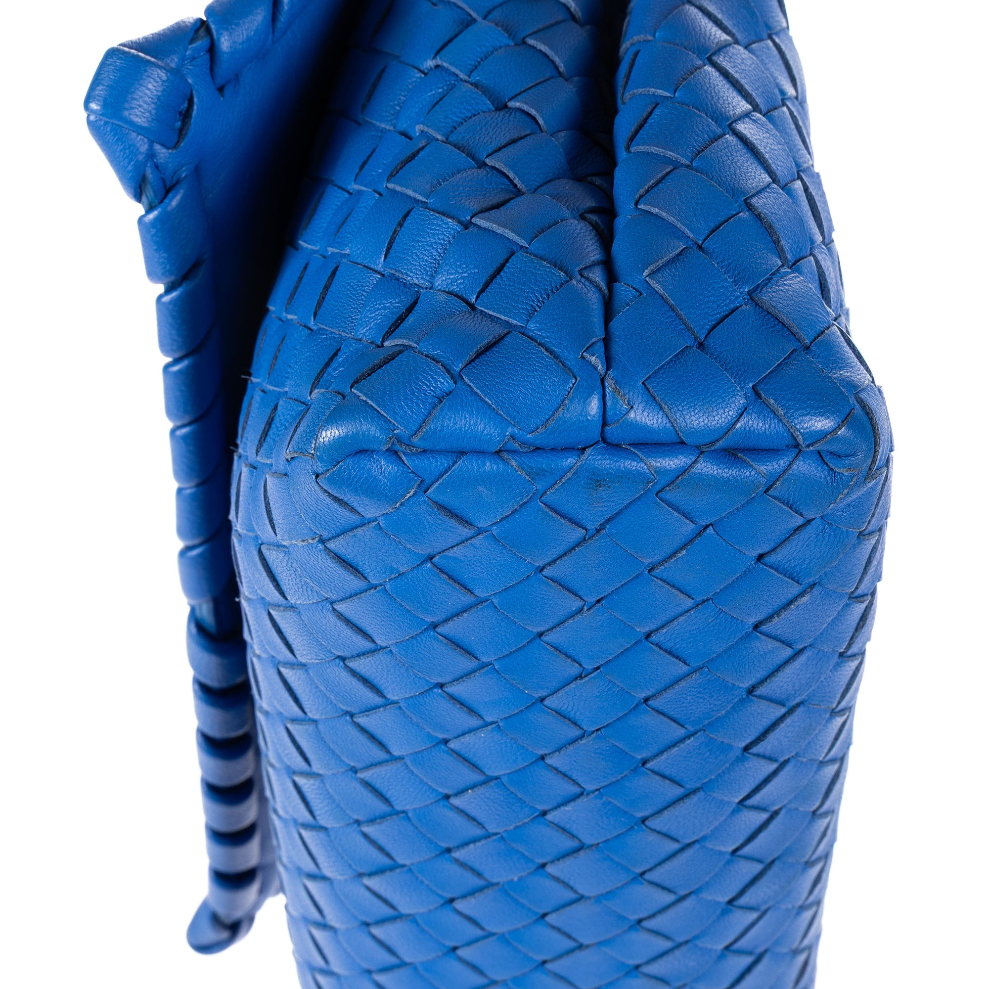 Shoulder Bag Olimpia Crossbody Blue Intrecciato Calfskin Leather