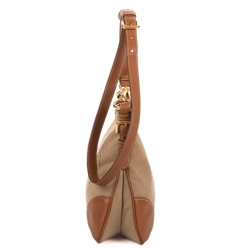Shoulder Bag Vintage Logo Crossbody Brown Jacquard Canvas