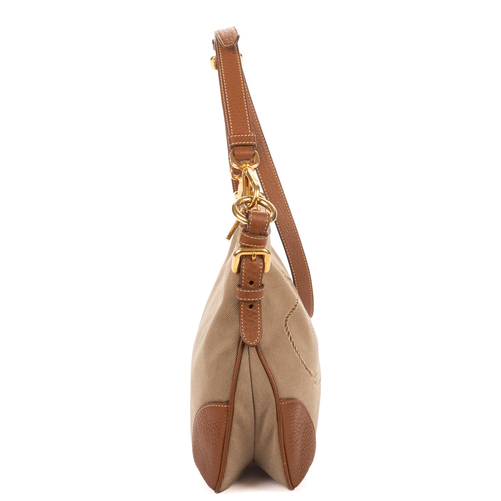 Shoulder Bag Vintage Logo Crossbody Brown Jacquard Canvas