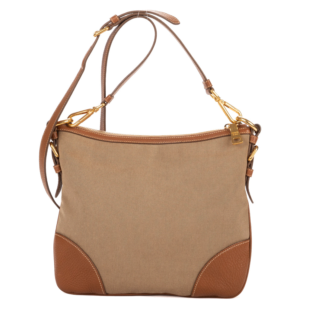 Shoulder Bag Vintage Logo Crossbody Brown Jacquard Canvas