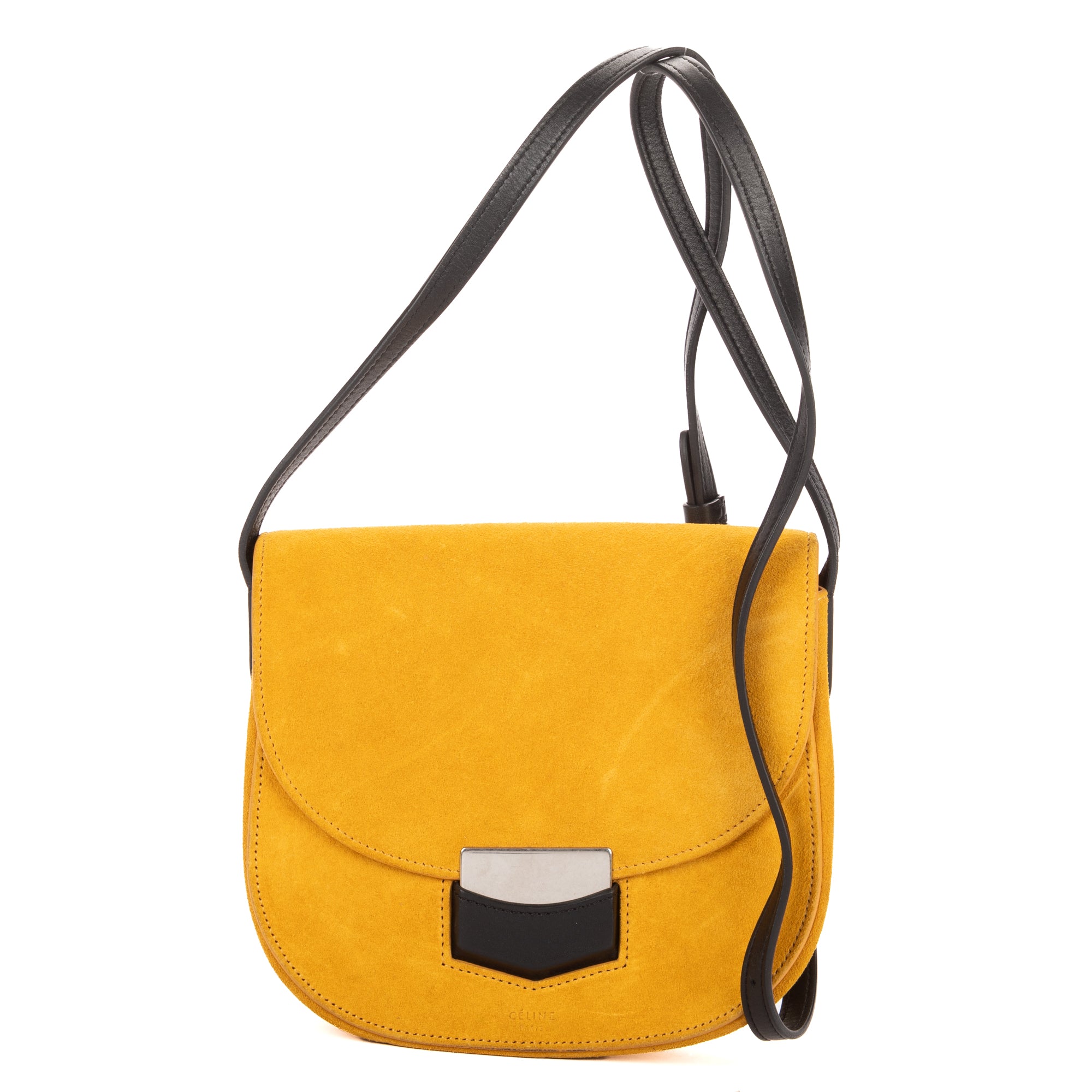 Shoulder Bag Trotteur Crossbody Yellow Suede Leather