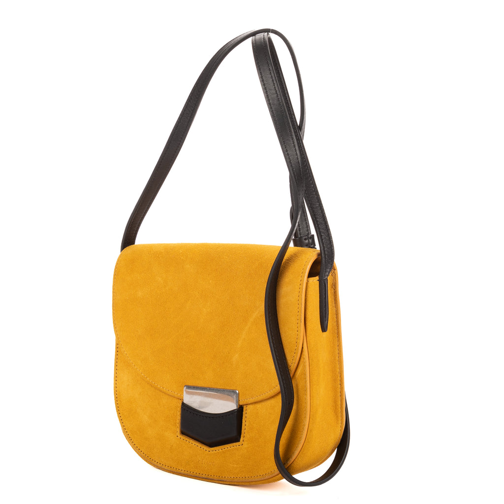 Shoulder Bag Trotteur Crossbody Yellow Suede Leather