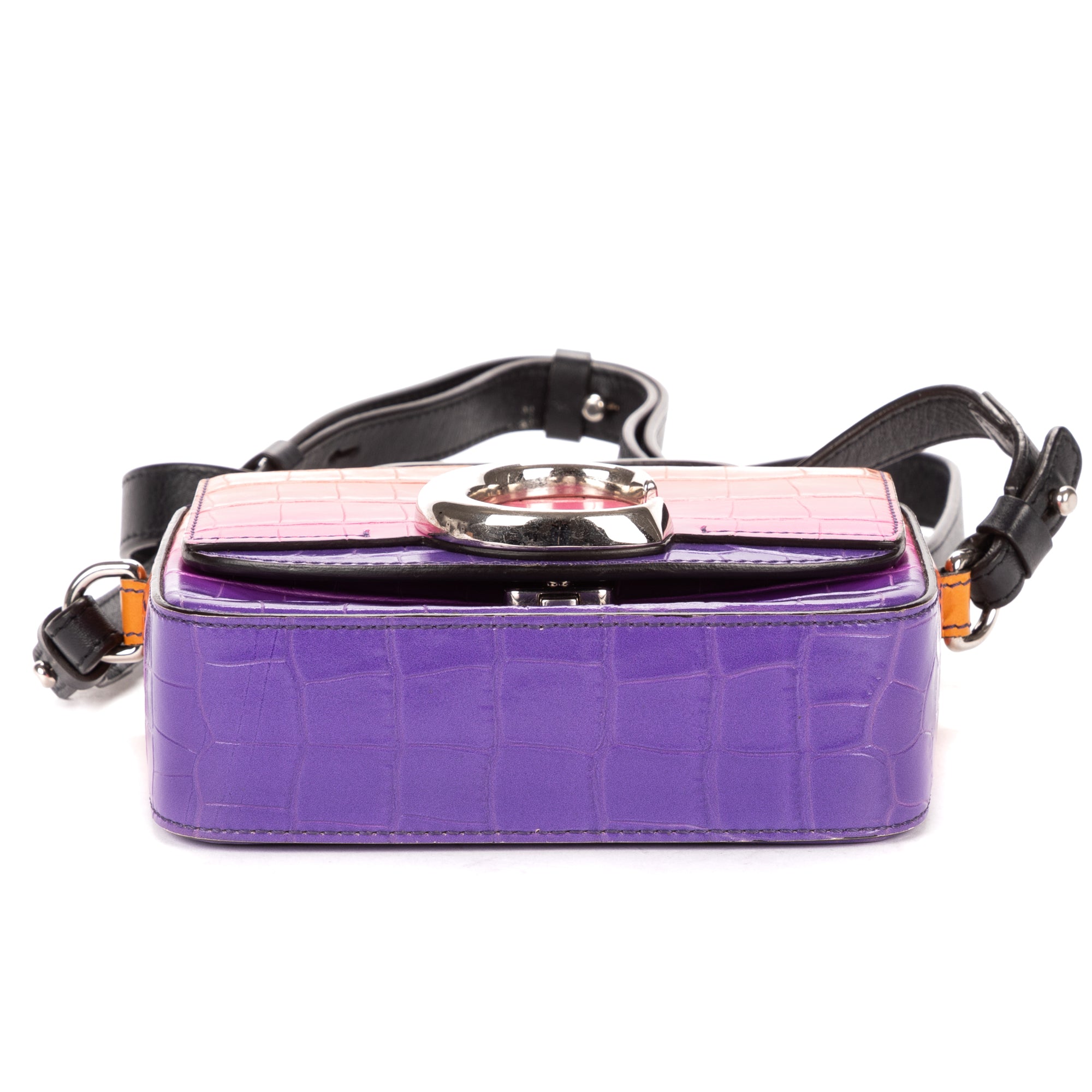 Shoulder Bag Mini C Bag Mini Purple Crocodoile Embossed Calfskin Leather