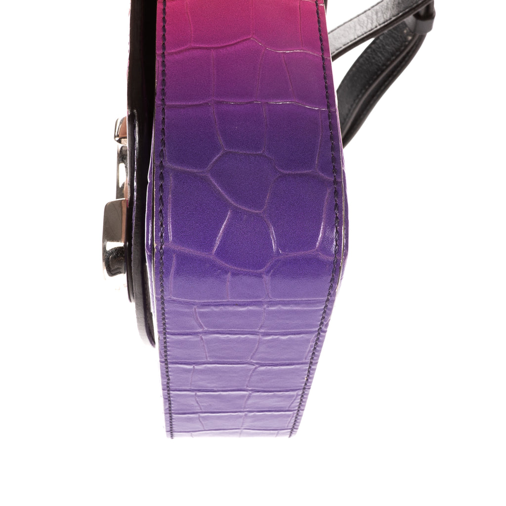 Shoulder Bag Mini C Bag Mini Purple Crocodoile Embossed Calfskin Leather