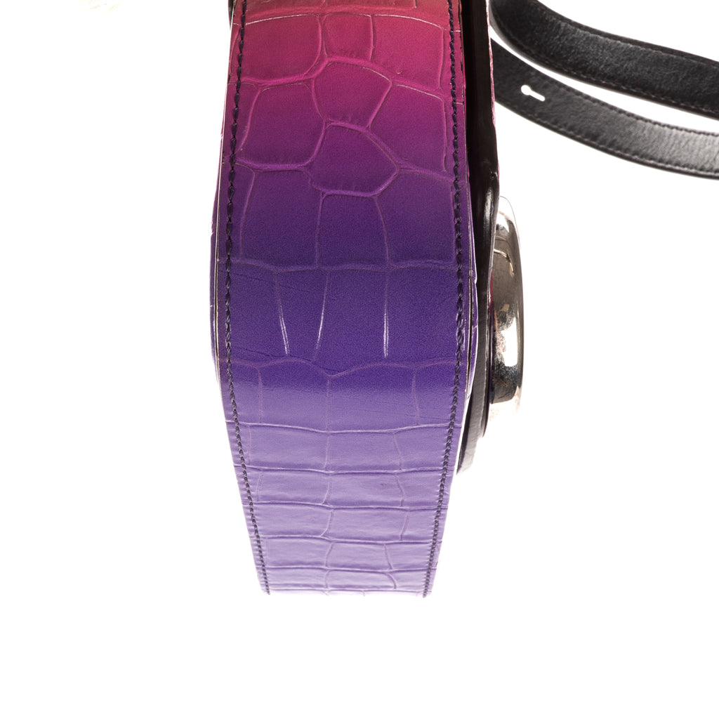 Shoulder Bag Mini C Bag Mini Purple Crocodoile Embossed Calfskin Leather