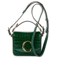 Shoulder Bag Mini C Bag Mini Dark Green Crocodoile Embossed Calfskin Leather