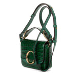 Shoulder Bag Mini C Bag Mini Dark Green Crocodoile Embossed Calfskin Leather