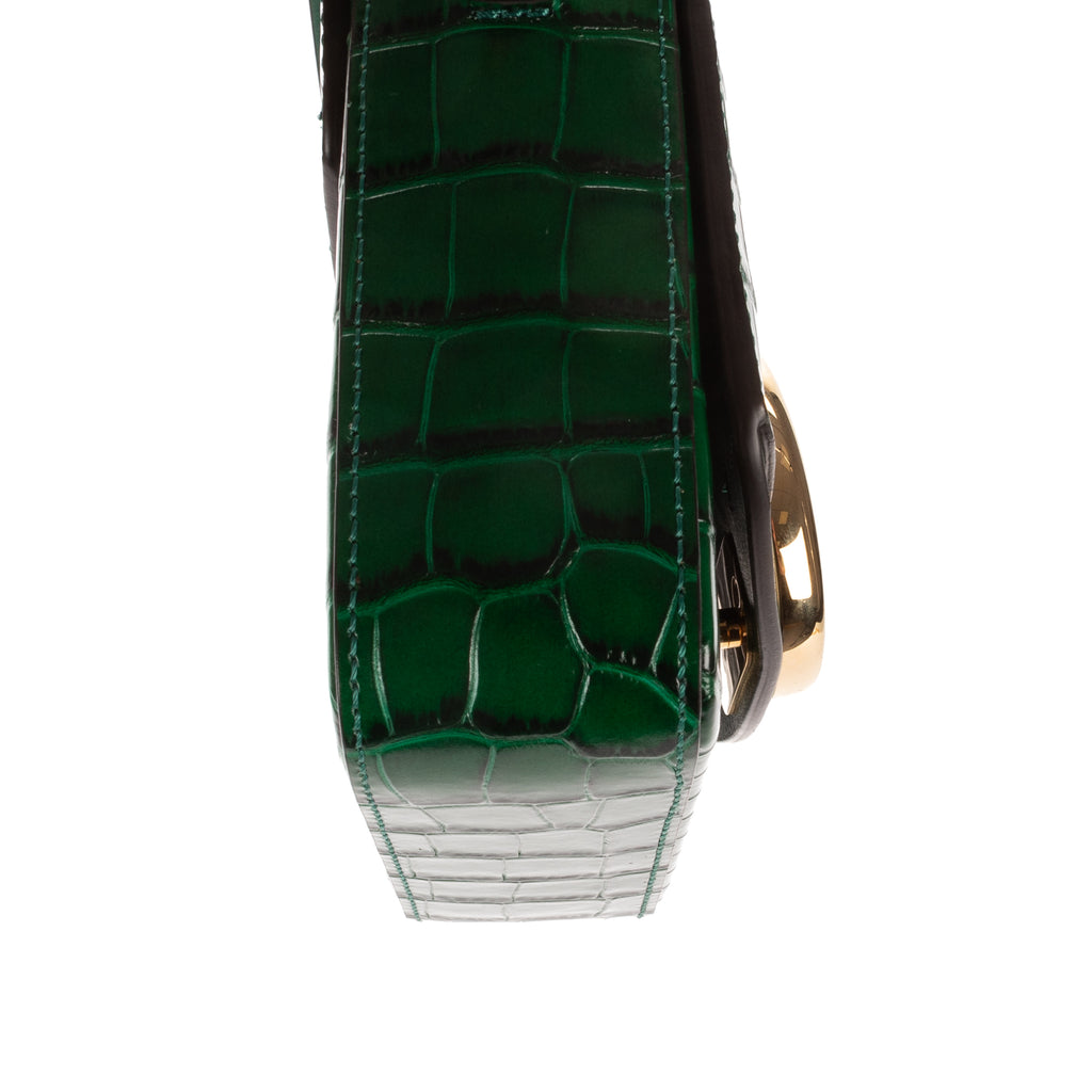 Shoulder Bag Mini C Bag Mini Dark Green Crocodoile Embossed Calfskin Leather