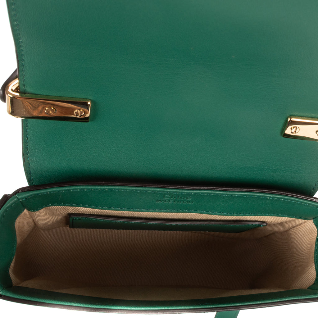 Shoulder Bag Mini C Bag Mini Dark Green Crocodoile Embossed Calfskin Leather