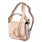 Shoulder Bag Mini C Bag Mini Beige Crocodoile Embossed Calfskin Leather