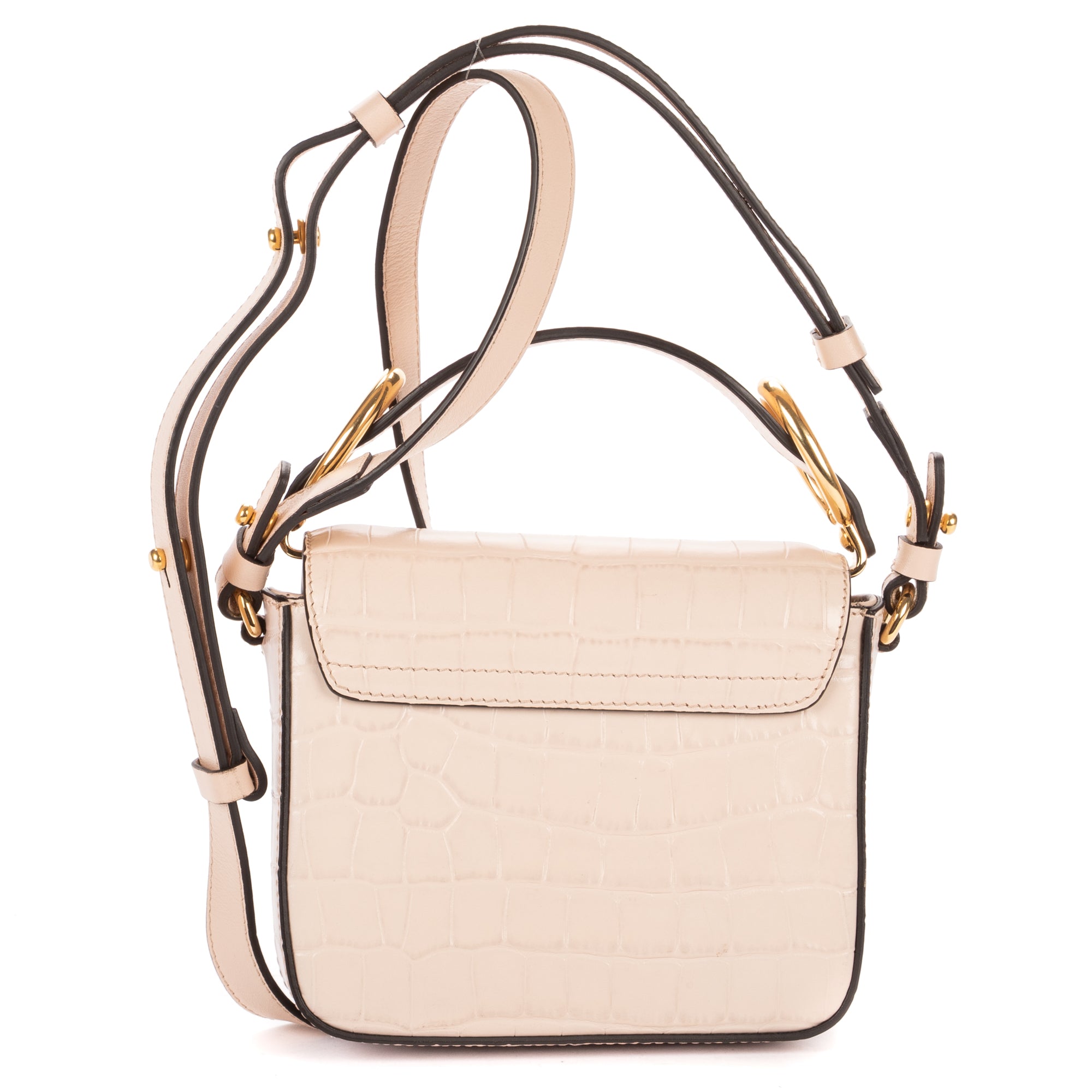 Shoulder Bag Mini C Bag Mini Beige Crocodoile Embossed Calfskin Leather