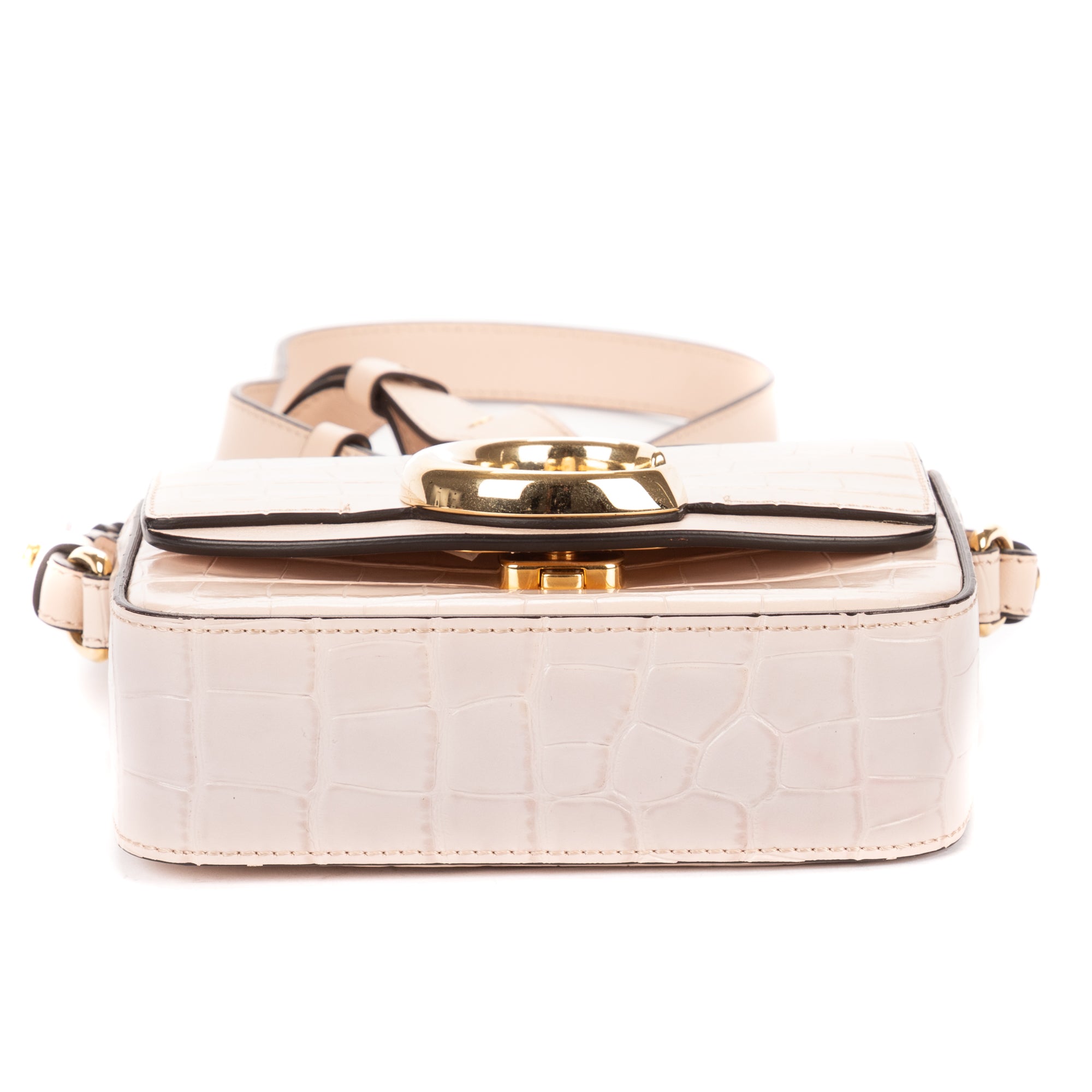 Shoulder Bag Mini C Bag Mini Beige Crocodoile Embossed Calfskin Leather