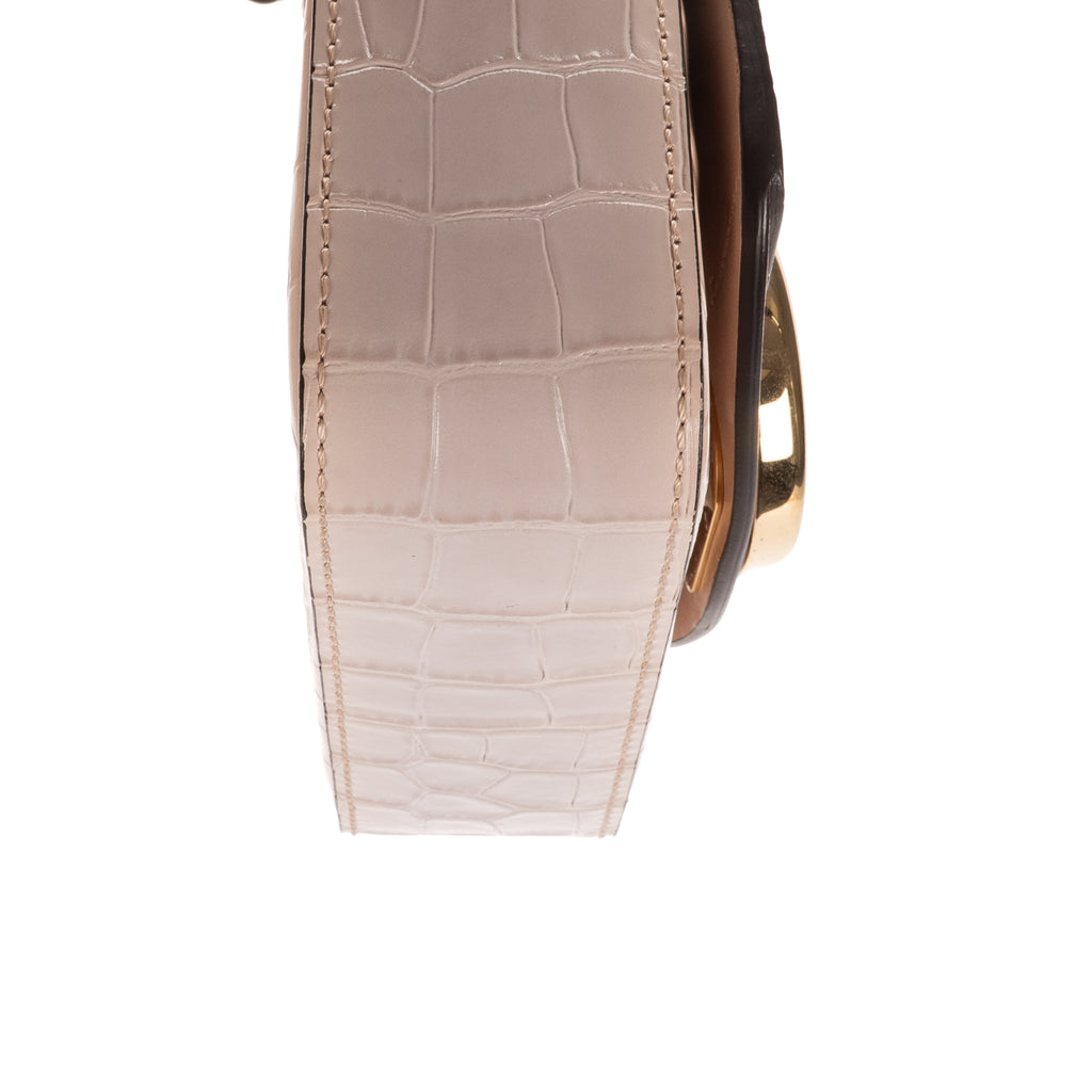 Shoulder Bag Mini C Bag Mini Beige Crocodoile Embossed Calfskin Leather