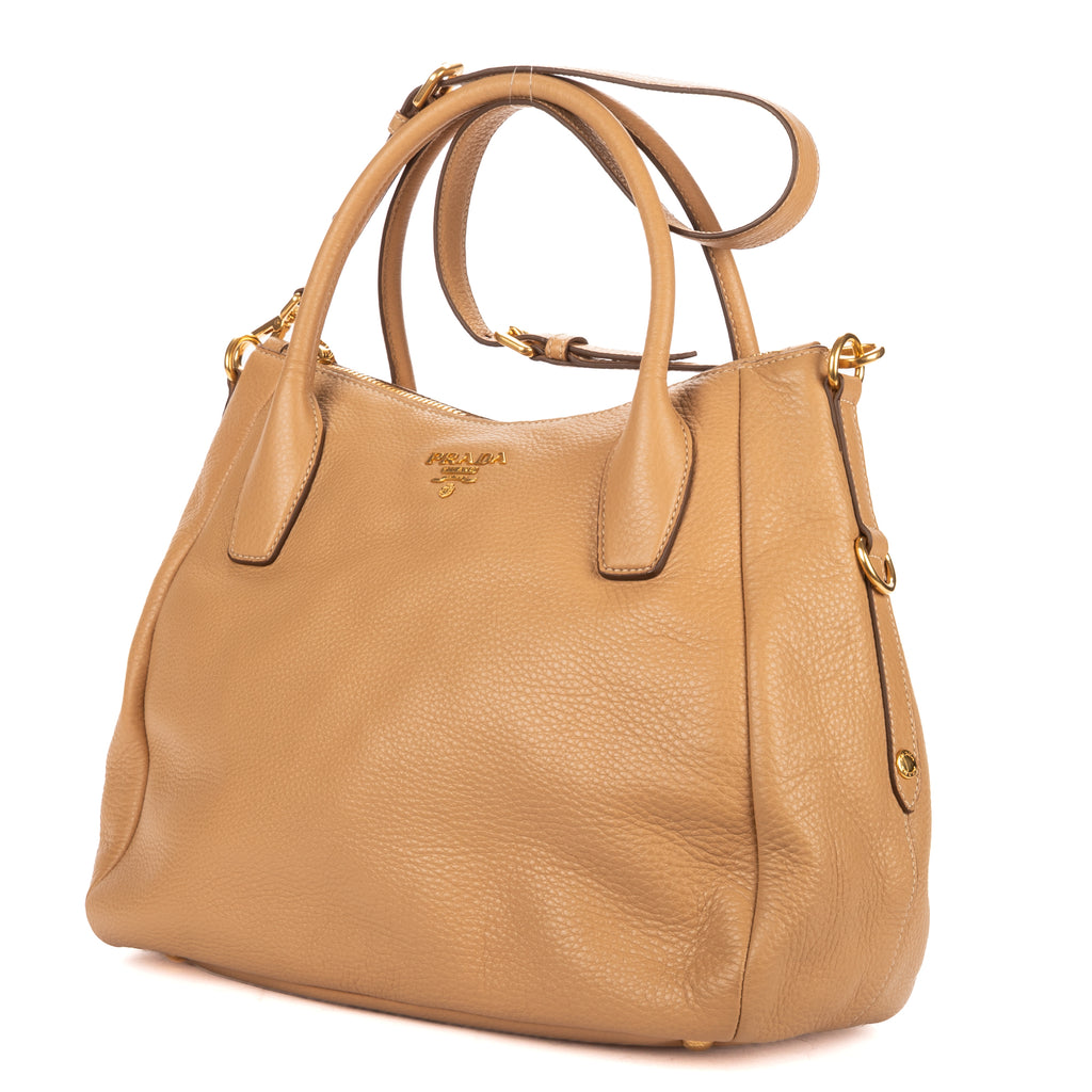 Shoulder Bag 2-Way Tote Beige Vitello Daino Leather