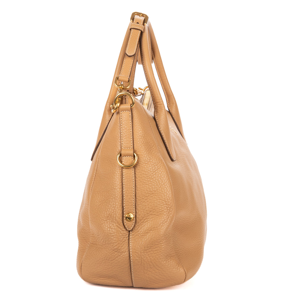 Shoulder Bag 2-Way Tote Beige Vitello Daino Leather
