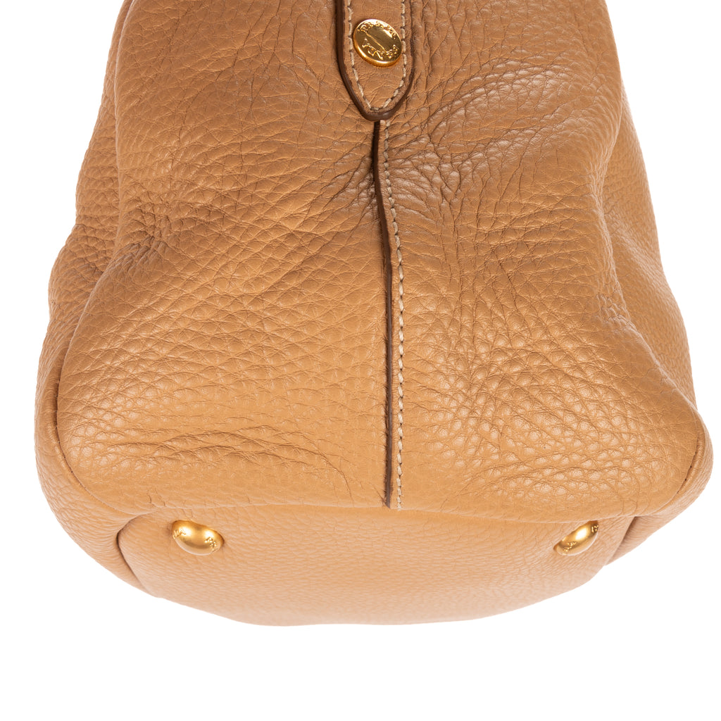 Shoulder Bag 2-Way Tote Beige Vitello Daino Leather