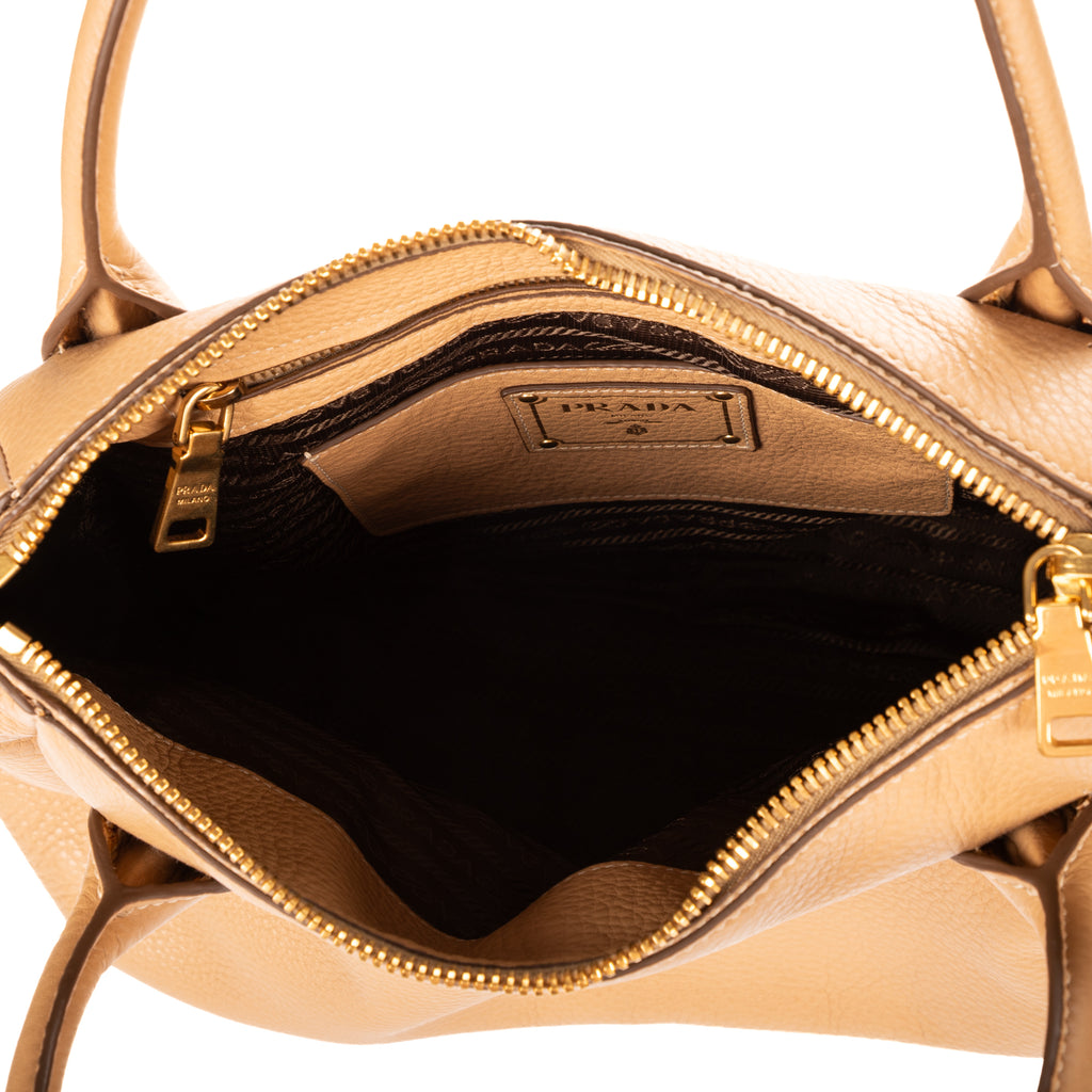 Shoulder Bag 2-Way Tote Beige Vitello Daino Leather