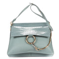 Shoulder Bag Medium Faye Bag Medium Light Blue Crocodoile Embossed Calfskin Leather