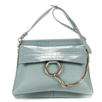 Shoulder Bag Medium Faye Bag Medium Light Blue Crocodoile Embossed Calfskin Leather