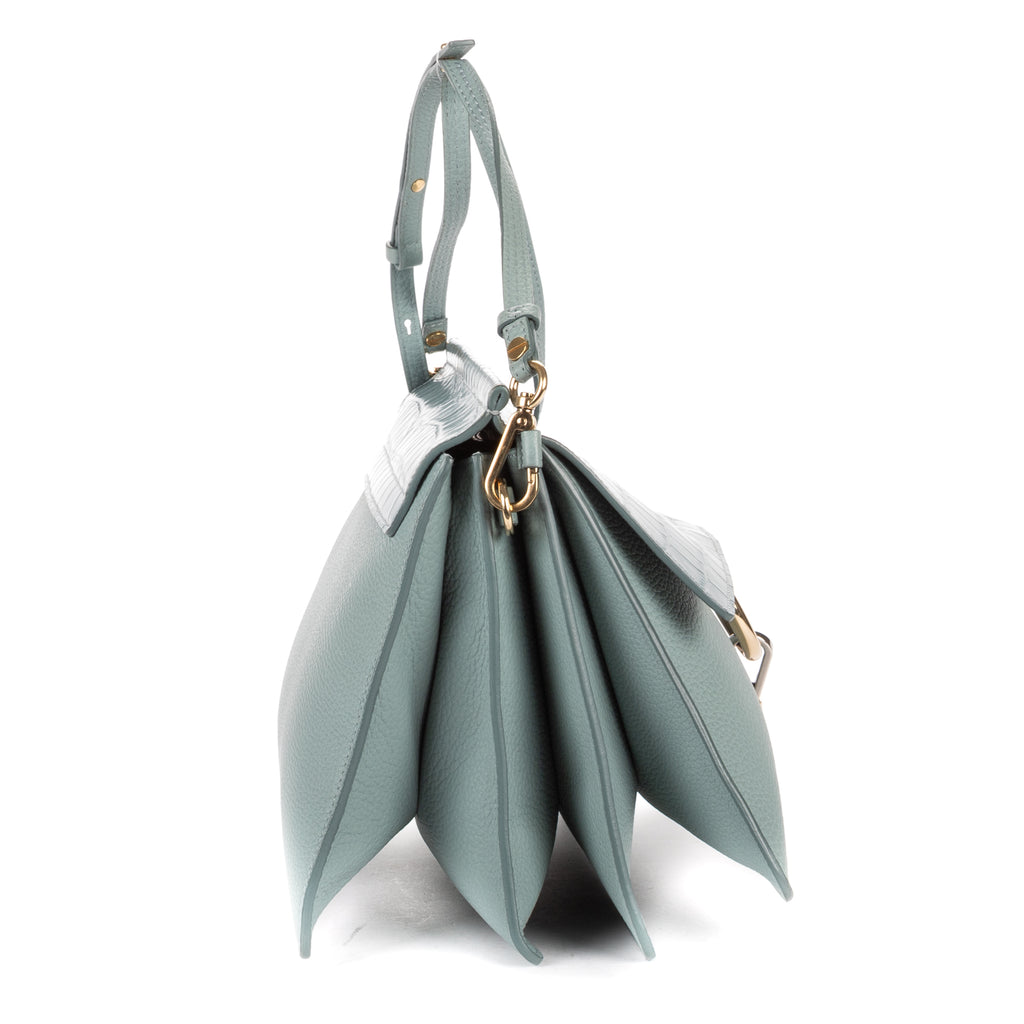 Shoulder Bag Medium Faye Bag Medium Light Blue Crocodoile Embossed Calfskin Leather