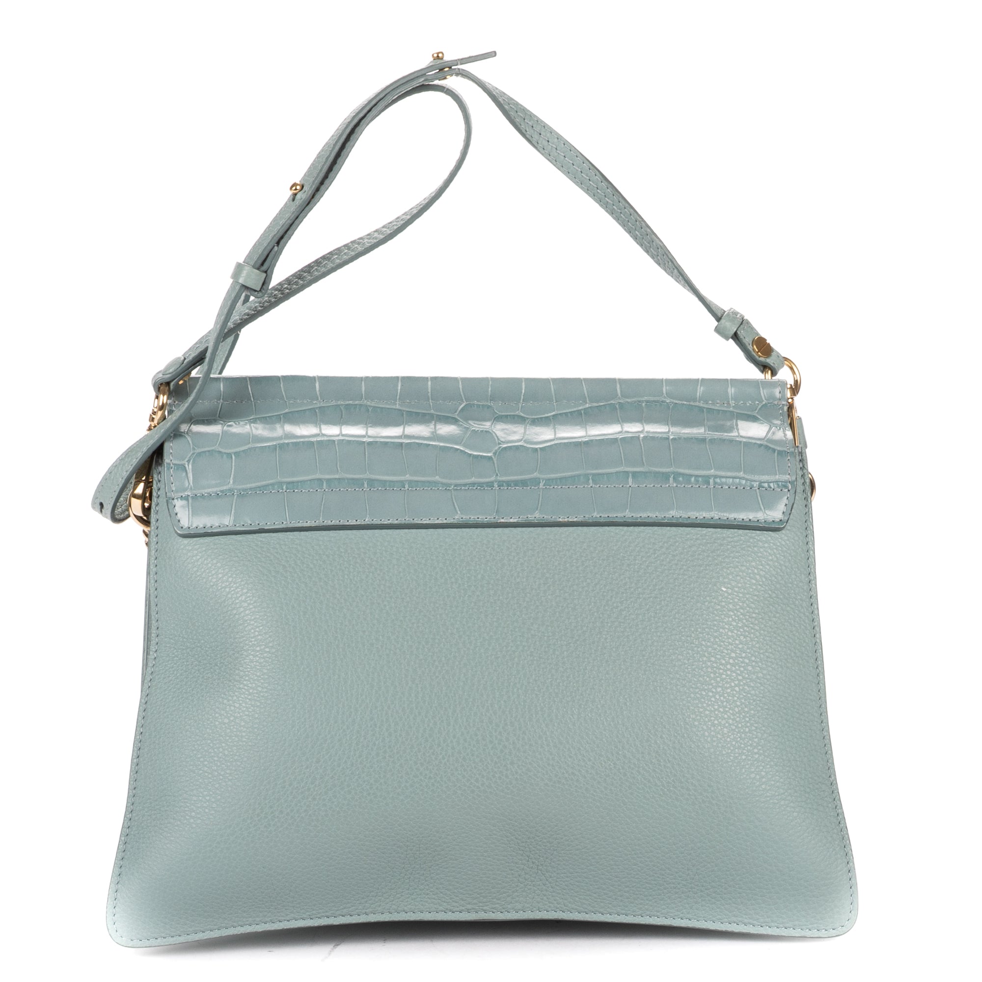 Shoulder Bag Medium Faye Bag Medium Light Blue Crocodoile Embossed Calfskin Leather