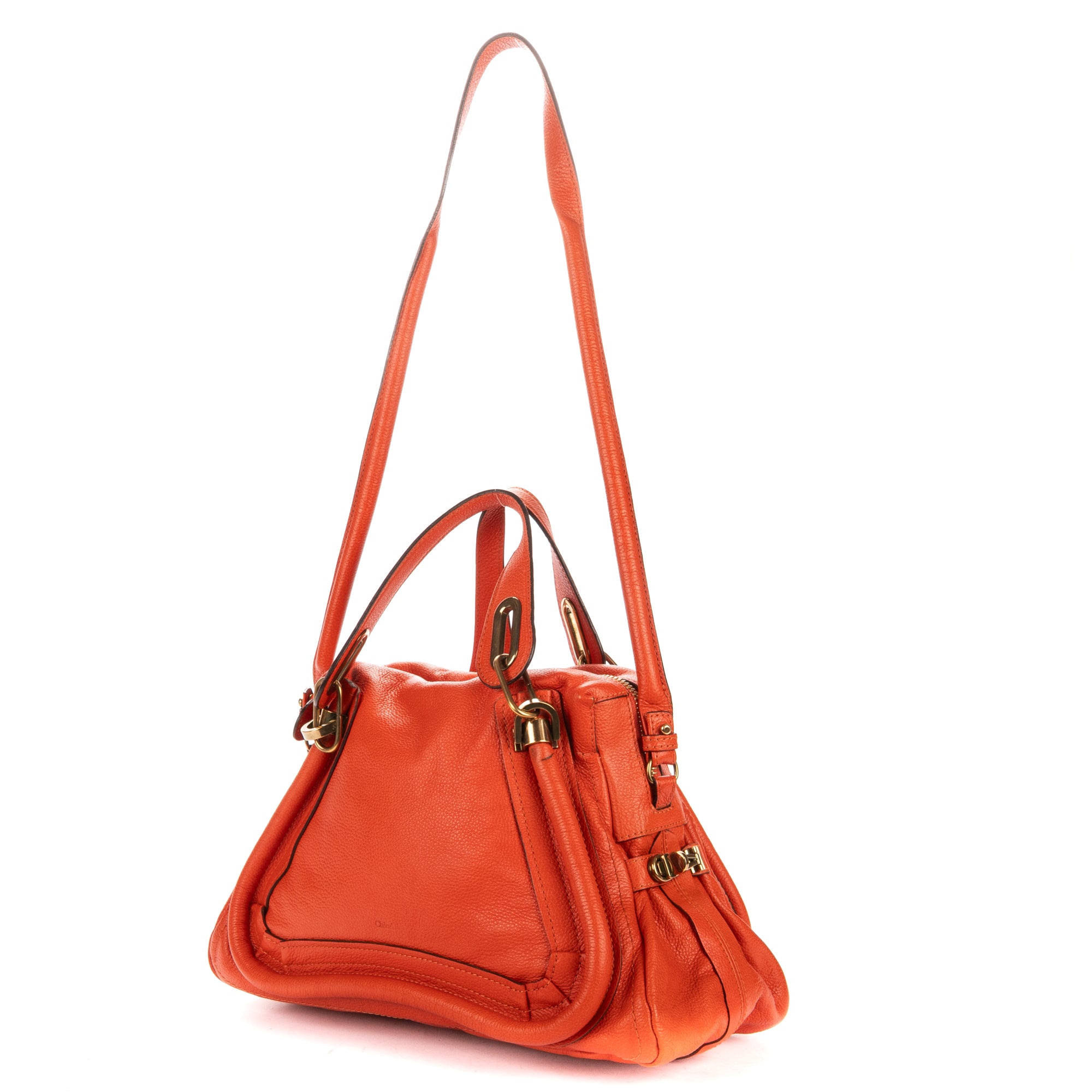 Shoulder Bag Medium Paraty Medium Orange Grained Calfskin Leather