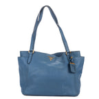 Shoulder Bag Convertible Square Open Tote Blue Vitello Daino Leather